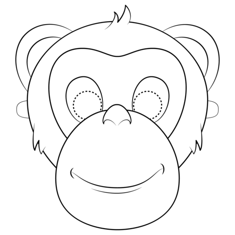 Chimpanzee Mask Coloring Page